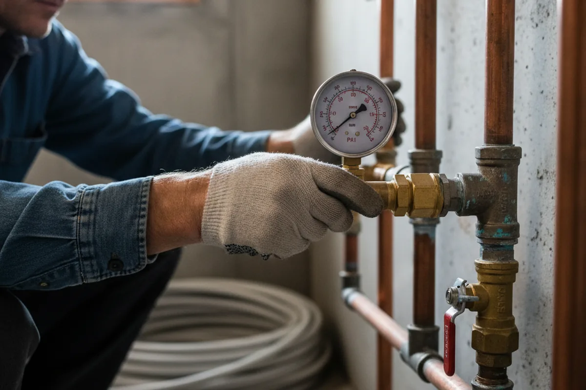 Pressure testing a repaired line during Water Line Repair in Marietta